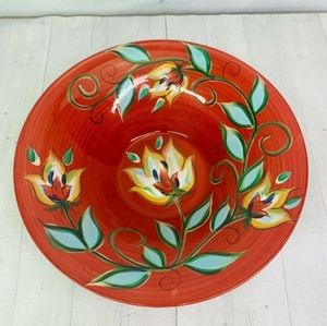 -Southern Living Gail Pittman RED BOUNTIFUL Yellow Floral Large 15"